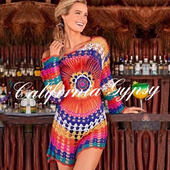 Rainbow Knit Boho Coverup - Picture 2 of 9